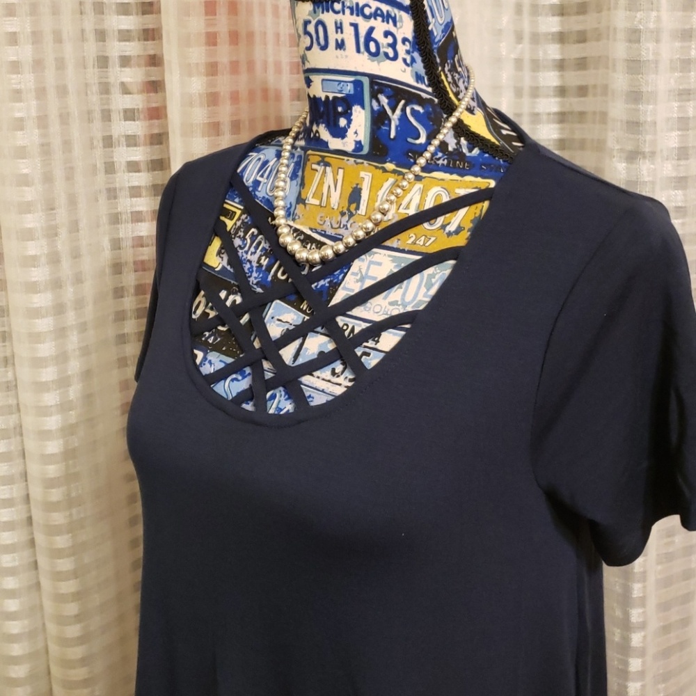 BOGO BNWT Navy Blue Crisscross-Yoke Tunic Dress - Picture 2 of 4